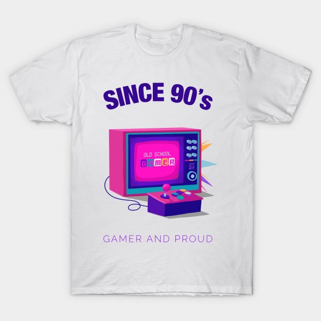 Since 90s Gamer and Proud - Gamer gift - Retro Videogame T-Shirt by xaviervieira